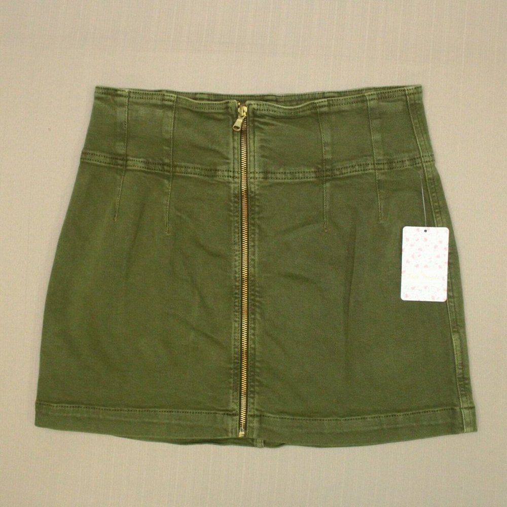 Free People We The Free Virgo Mini Skirt Women's Size 31 Cadet Green Denim NWT - Picture 1 of 6